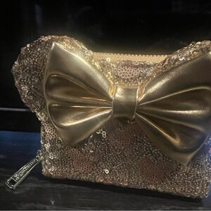 Gold Sequin Bow Clutch